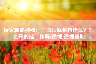 玩家辅助神器：“微乐麻将有挂么？怎么开的挂”作弊(透视)透视辅助