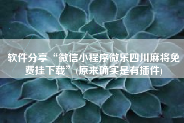 软件分享“微信小程序微乐四川麻将免费挂下载”(原来确实是有插件)
