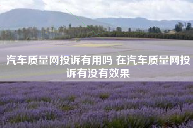 汽车质量网投诉有用吗 在汽车质量网投诉有没有效果