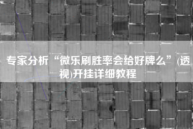 专家分析“微乐刷胜率会给好牌么”(透视)开挂详细教程