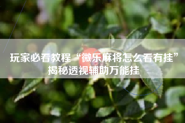 玩家必看教程“微乐麻将怎么看有挂	”揭秘透视辅助万能挂