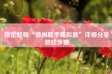 指定教程“德州胜率模拟器”详细分享装挂步骤