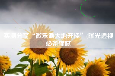 实测分享“微乐锄大地开挂”(曝光透视必备猫腻